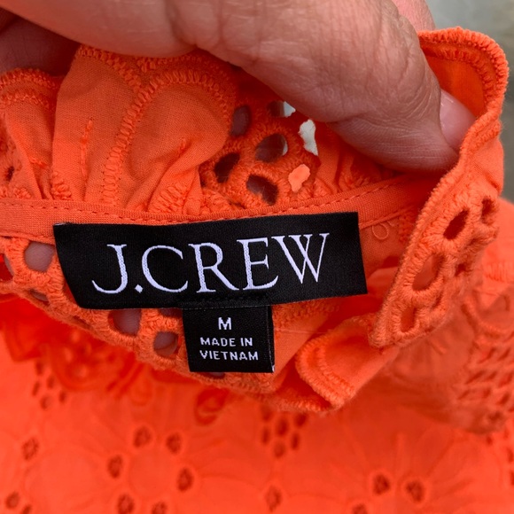 J. Crew Orange Eyelet Blouse - Picture 7 of 8